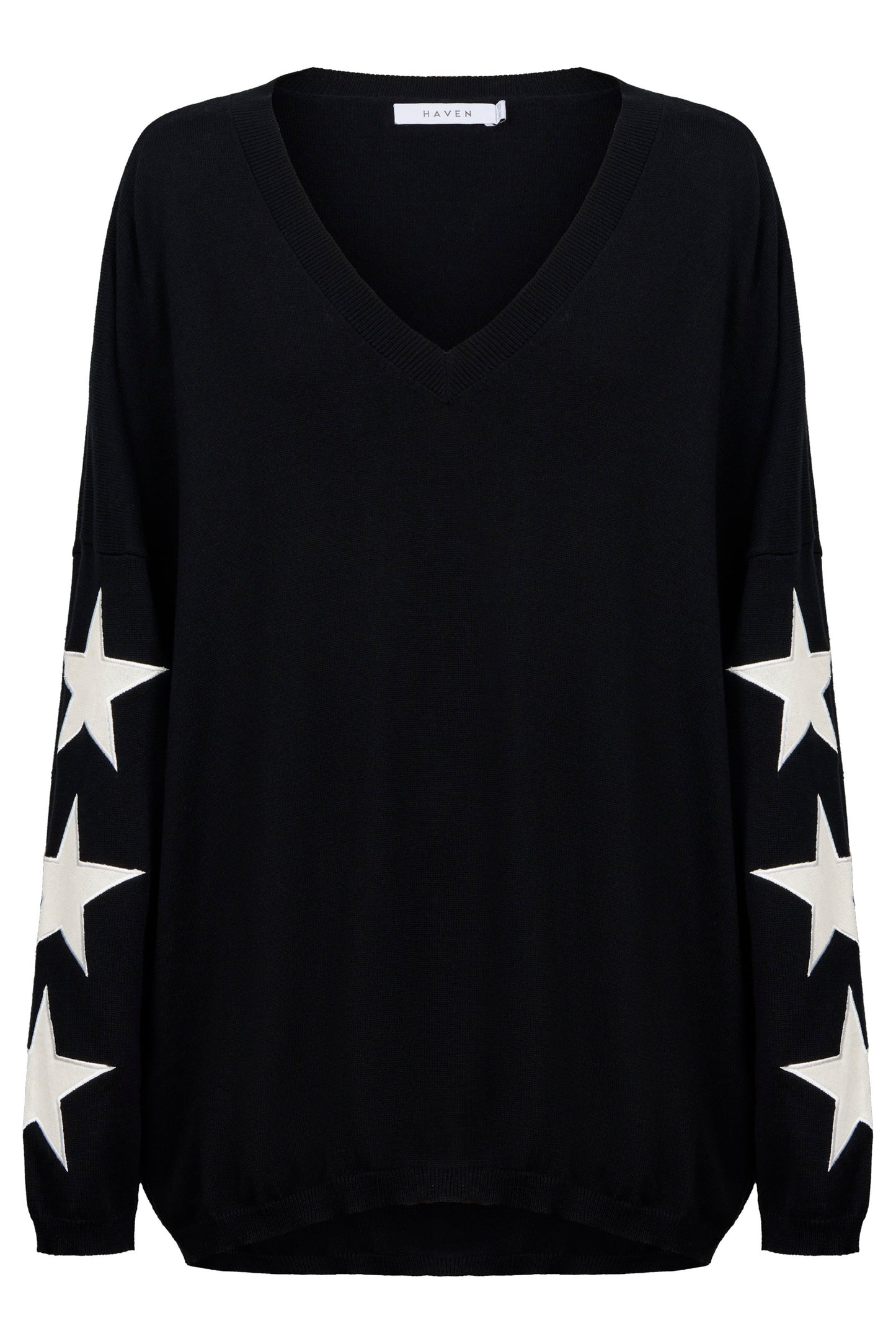 Vermont Star V Neck Jumper from The Haven Co - Black