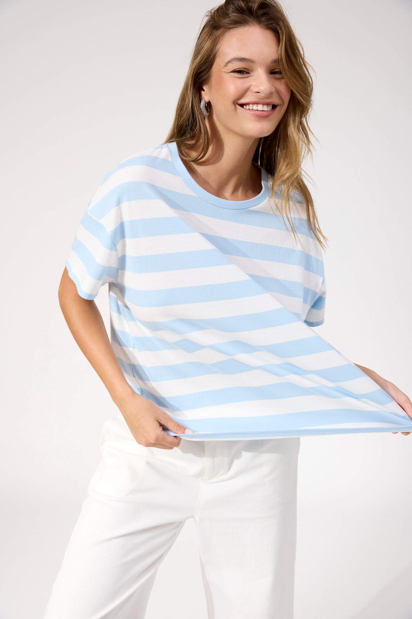 Columbus Stripe T-shirt from The Haven Co - Baby blue