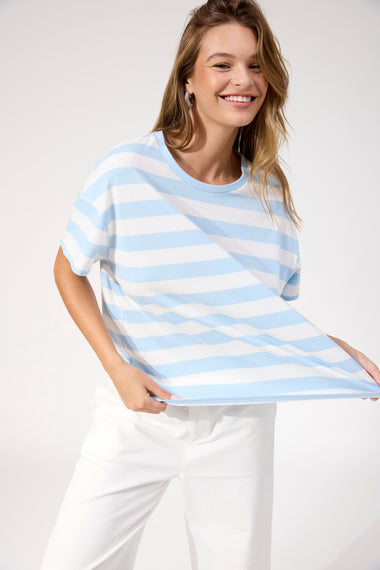 Columbus Stripe T-shirt from The Haven Co - Baby blue