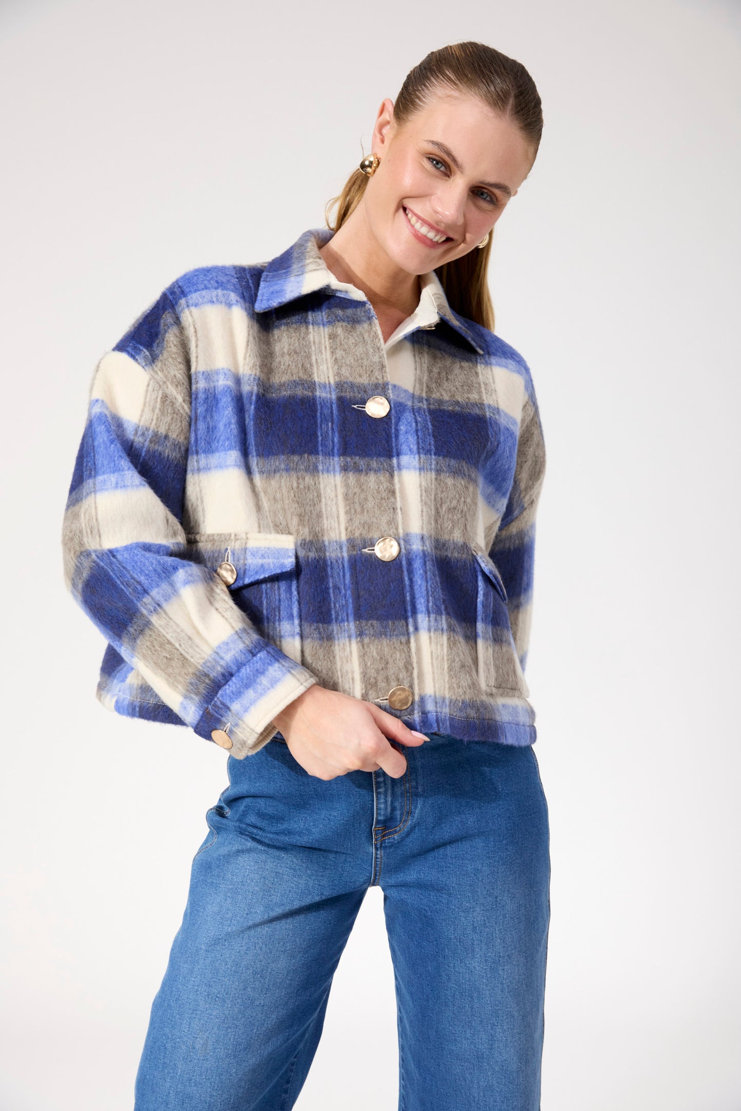 Fargo Cropped Jacket from The Haven Co - Blue