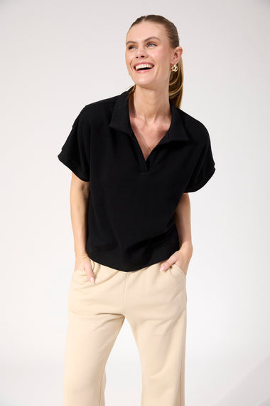 Boston Crop Sweat Top from The Haven Co - Black