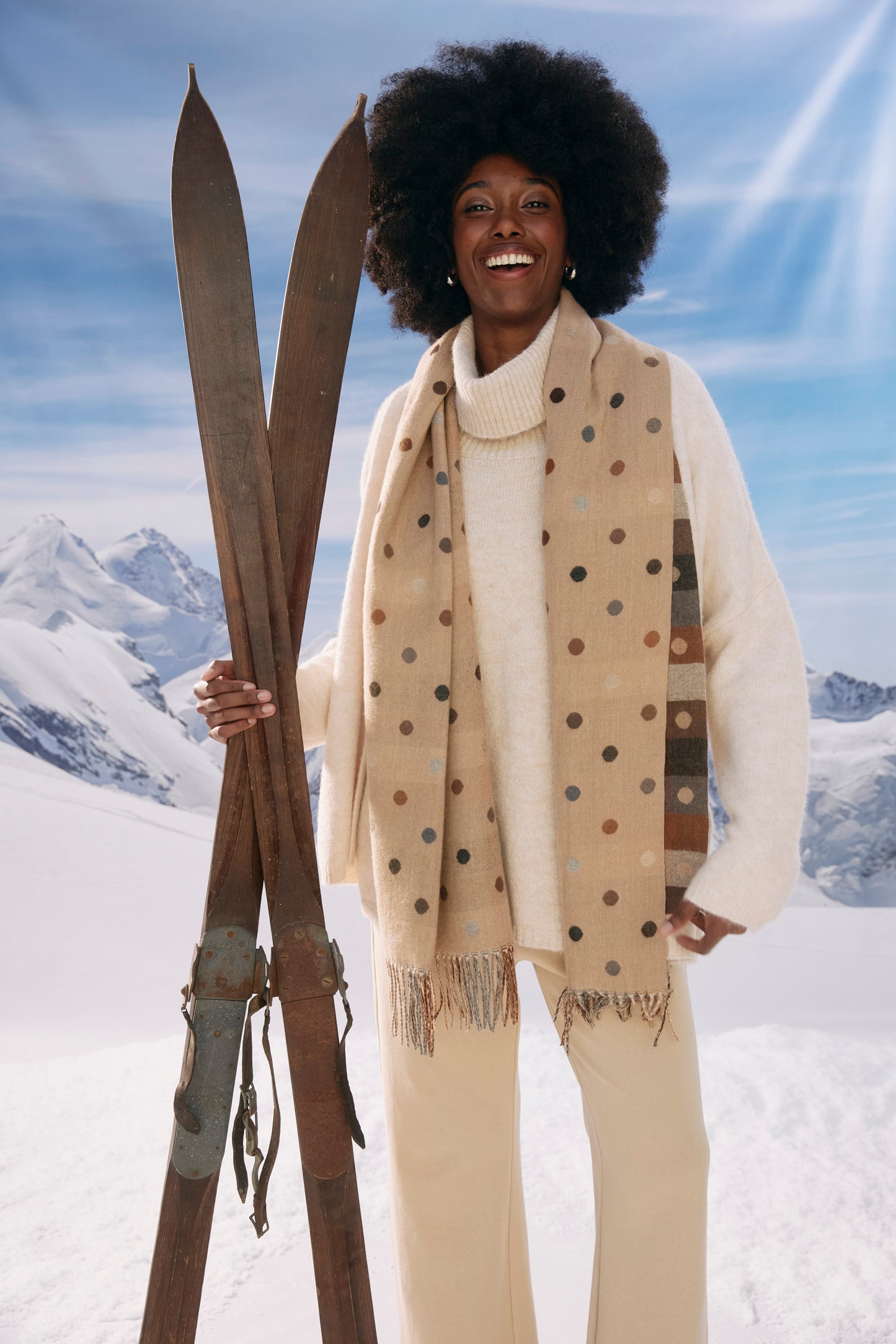 Columbus Spot Scarf - Latte