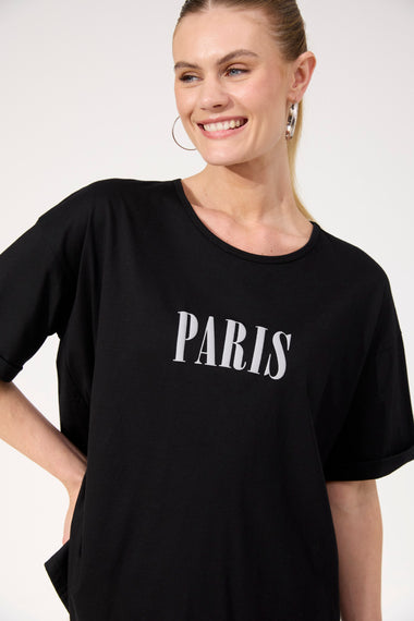 Boston Logo T-shirt from The Haven Co - Black Paris Tee