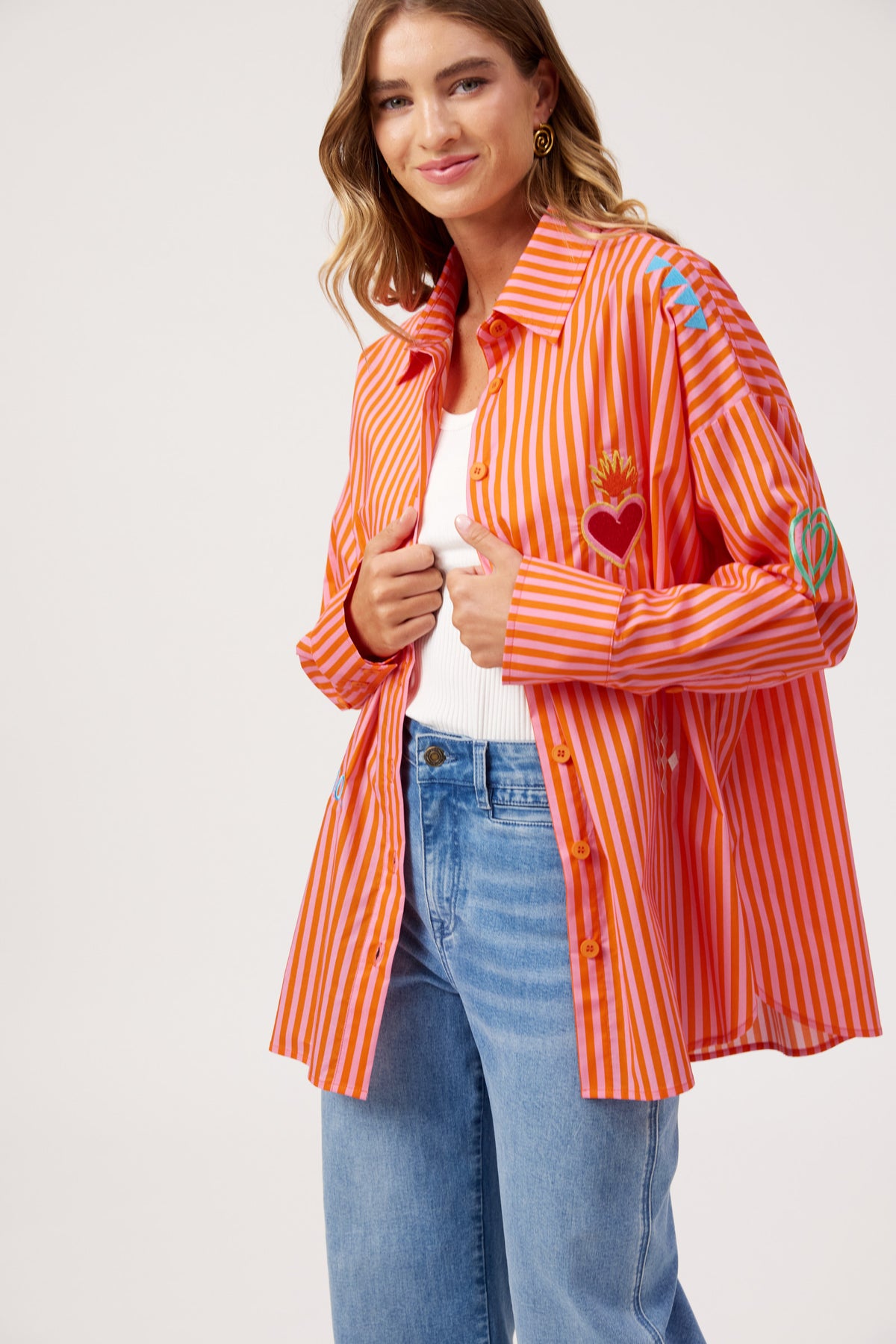 Mykonos Embroidered Shirt - Pink