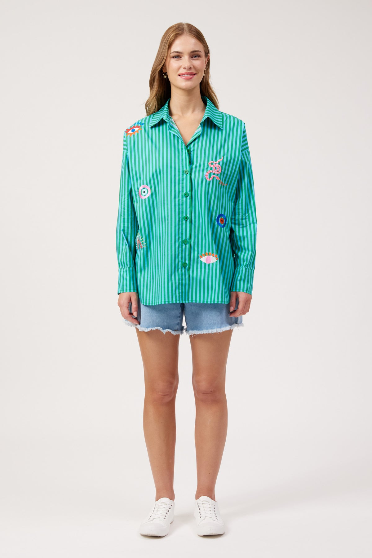 Mykonos Embroidered Shirt - Green