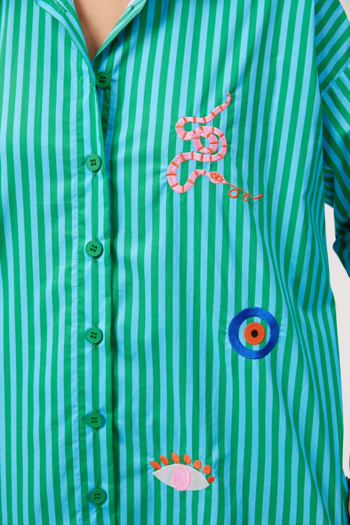 Mykonos Embroidered Shirt - Green