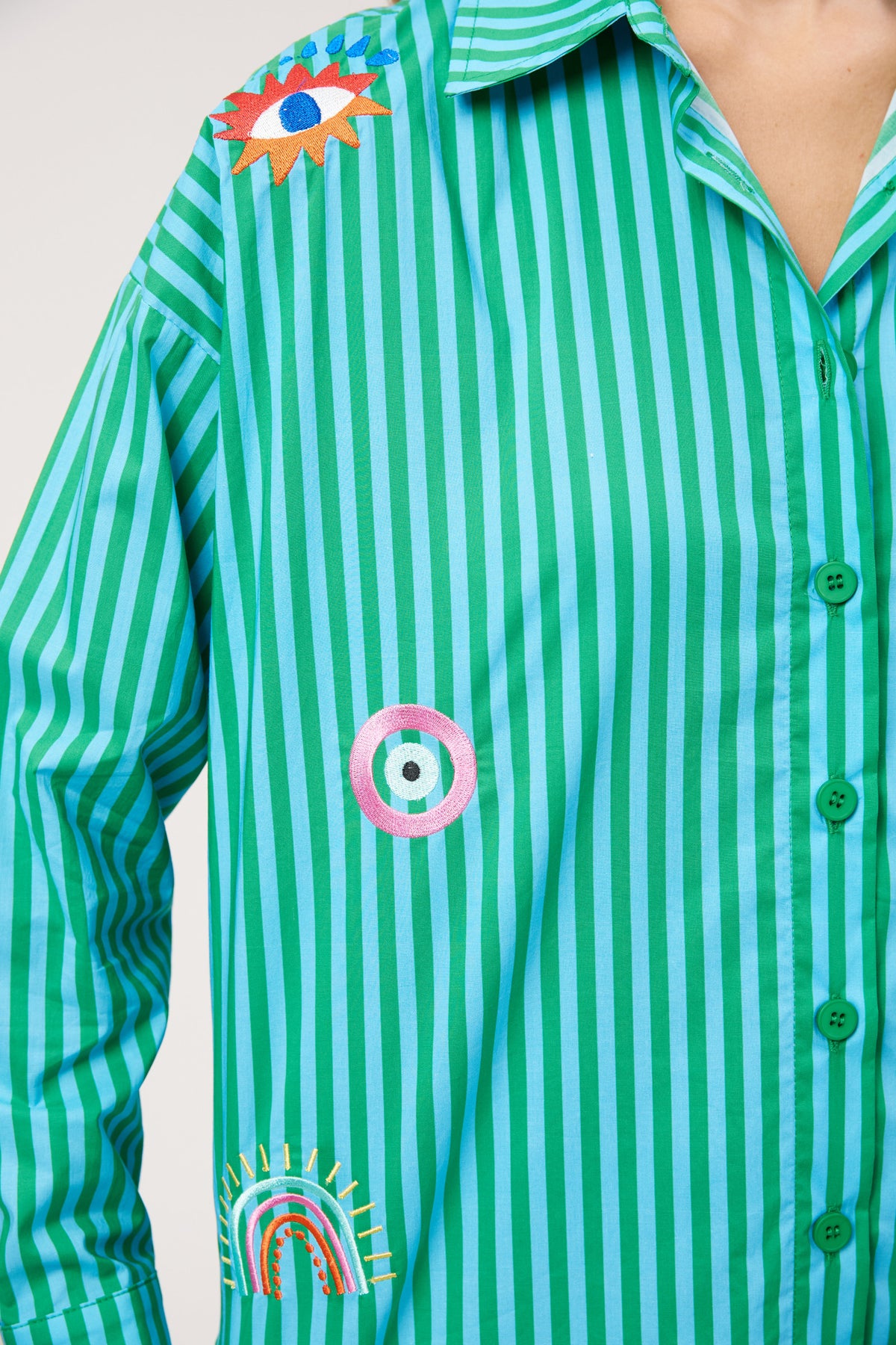 Mykonos Embroidered Shirt - Green