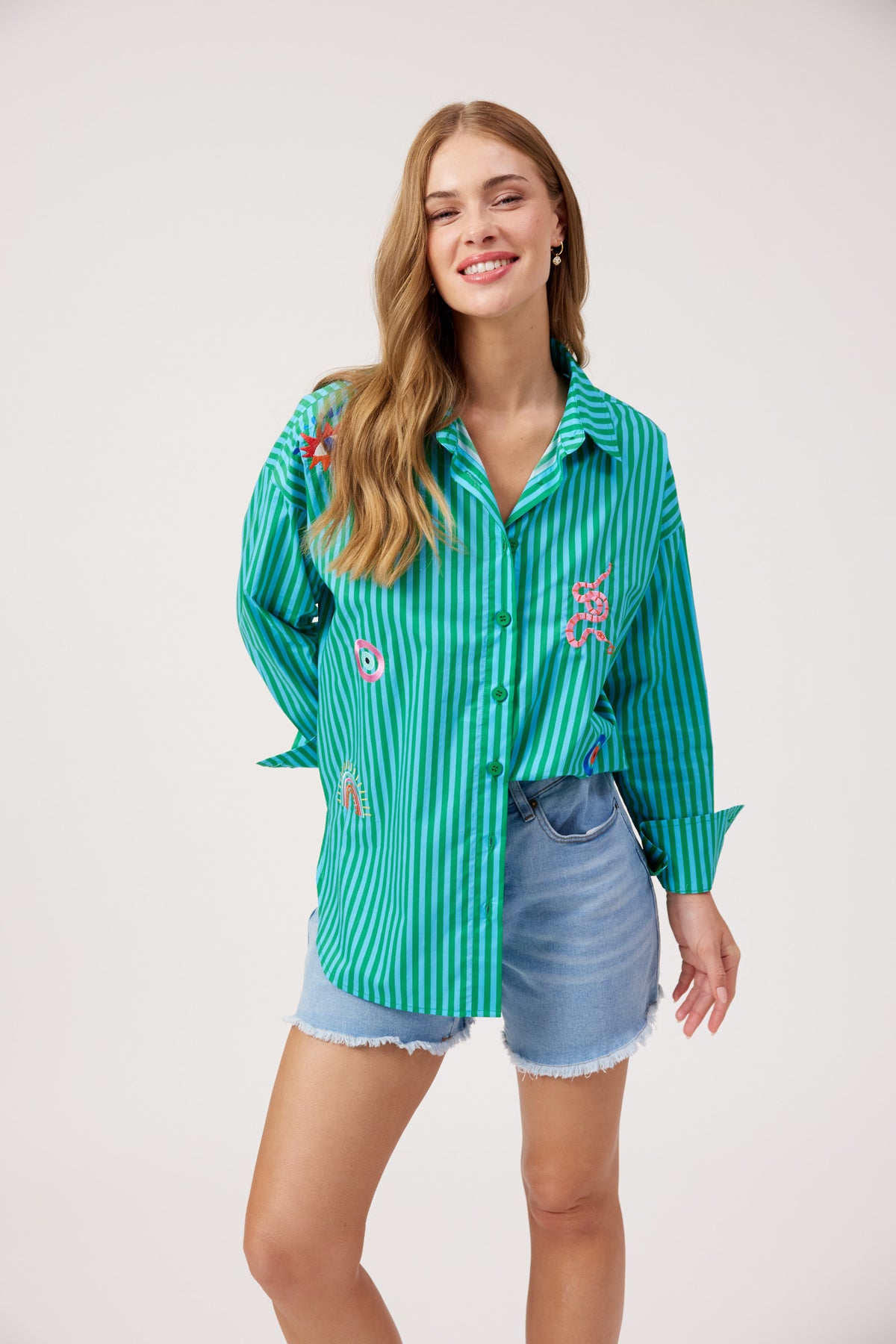 Mykonos Embroidered Shirt - Green