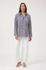 Mykonos Embroidered Shirt - Navy