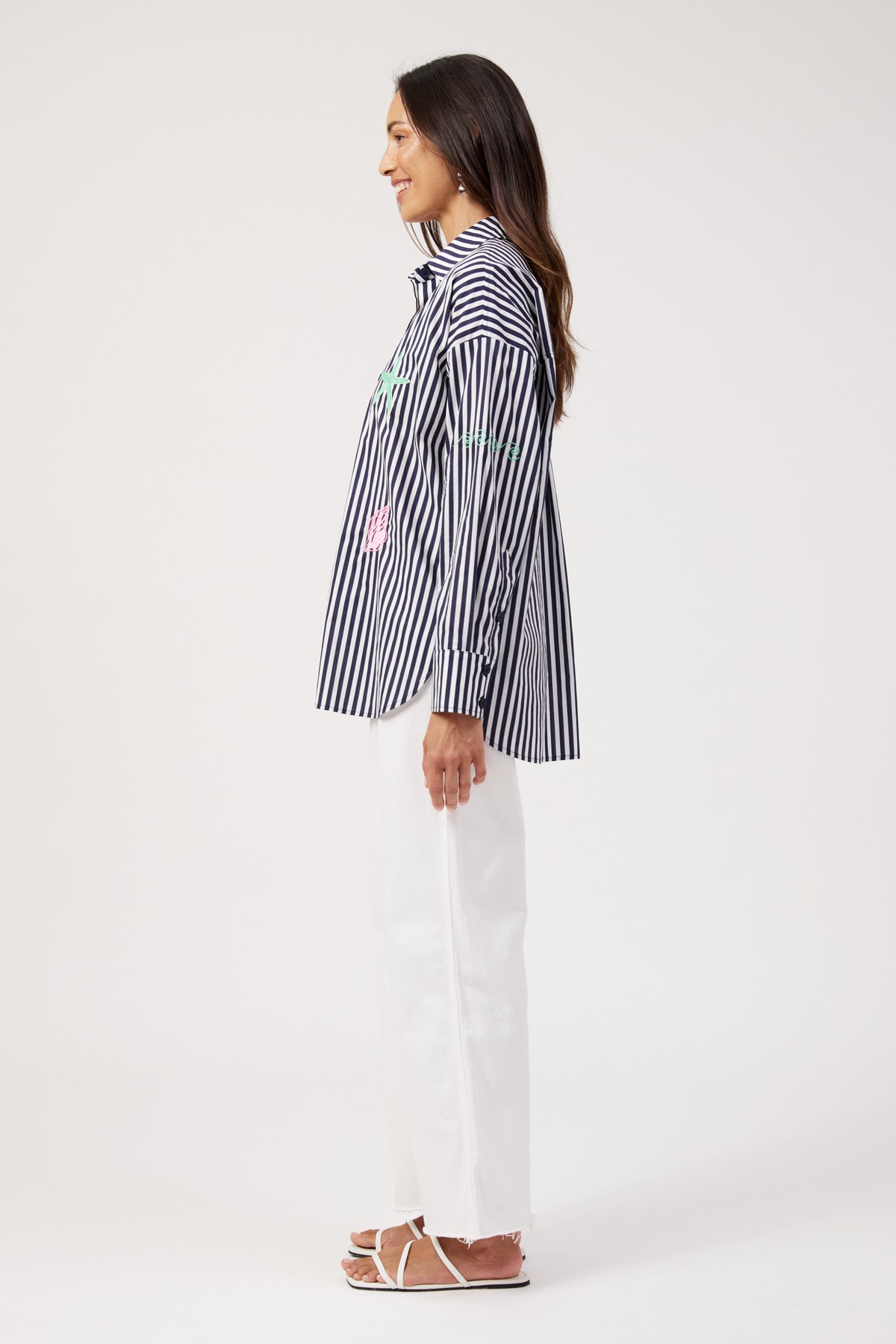 Mykonos Embroidered Shirt - Navy