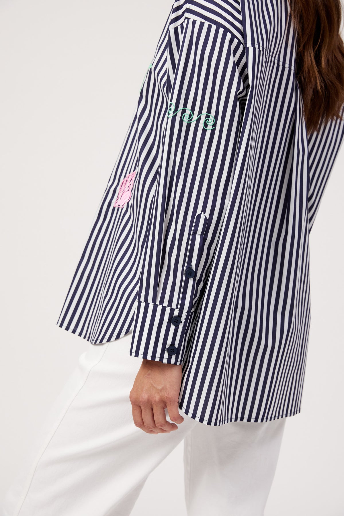 Mykonos Embroidered Shirt - Navy