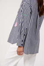 Mykonos Embroidered Shirt - Navy