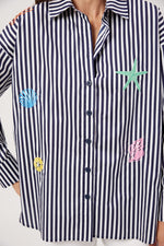 Mykonos Embroidered Shirt - Navy