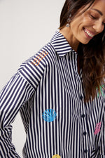 Mykonos Embroidered Shirt - Navy