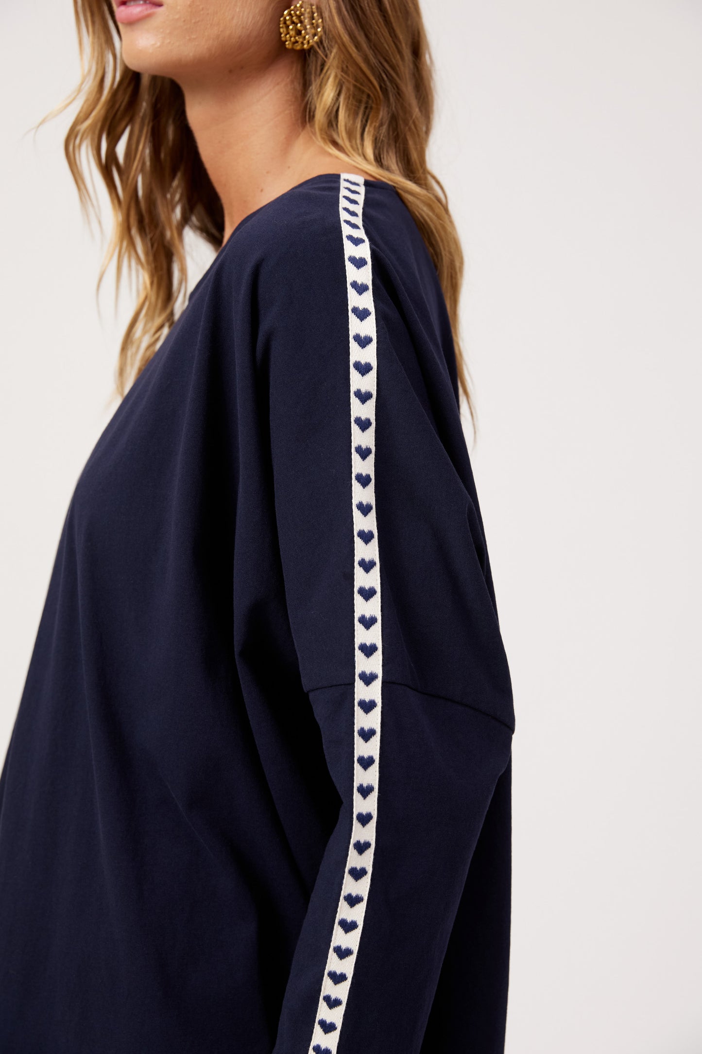 Elba Heart Long Sleeved T-Shirt from The Haven Co - Navy