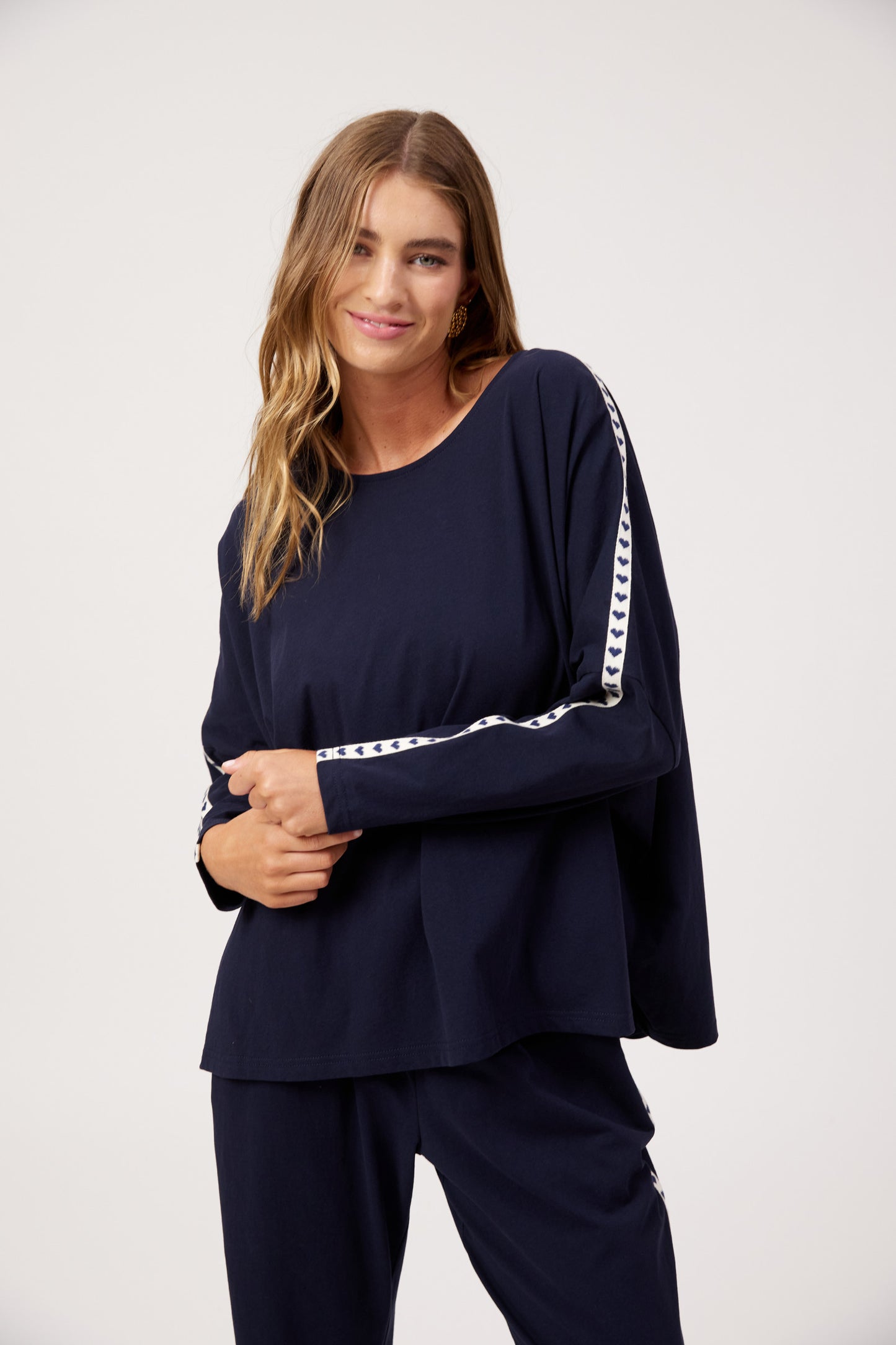 Elba Heart Long Sleeved T-Shirt from The Haven Co - Navy