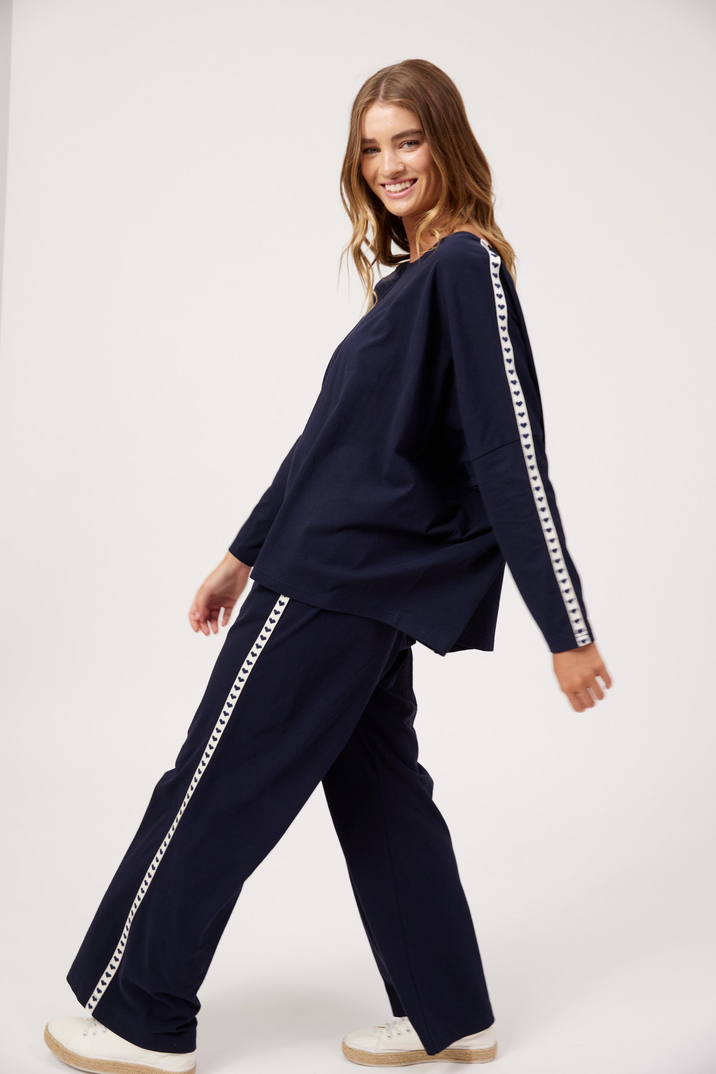 Elba Heart Long Sleeved T-Shirt from The Haven Co - Navy
