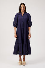 Larissa Broderie Maxi Dress from The Haven Co - Navy
