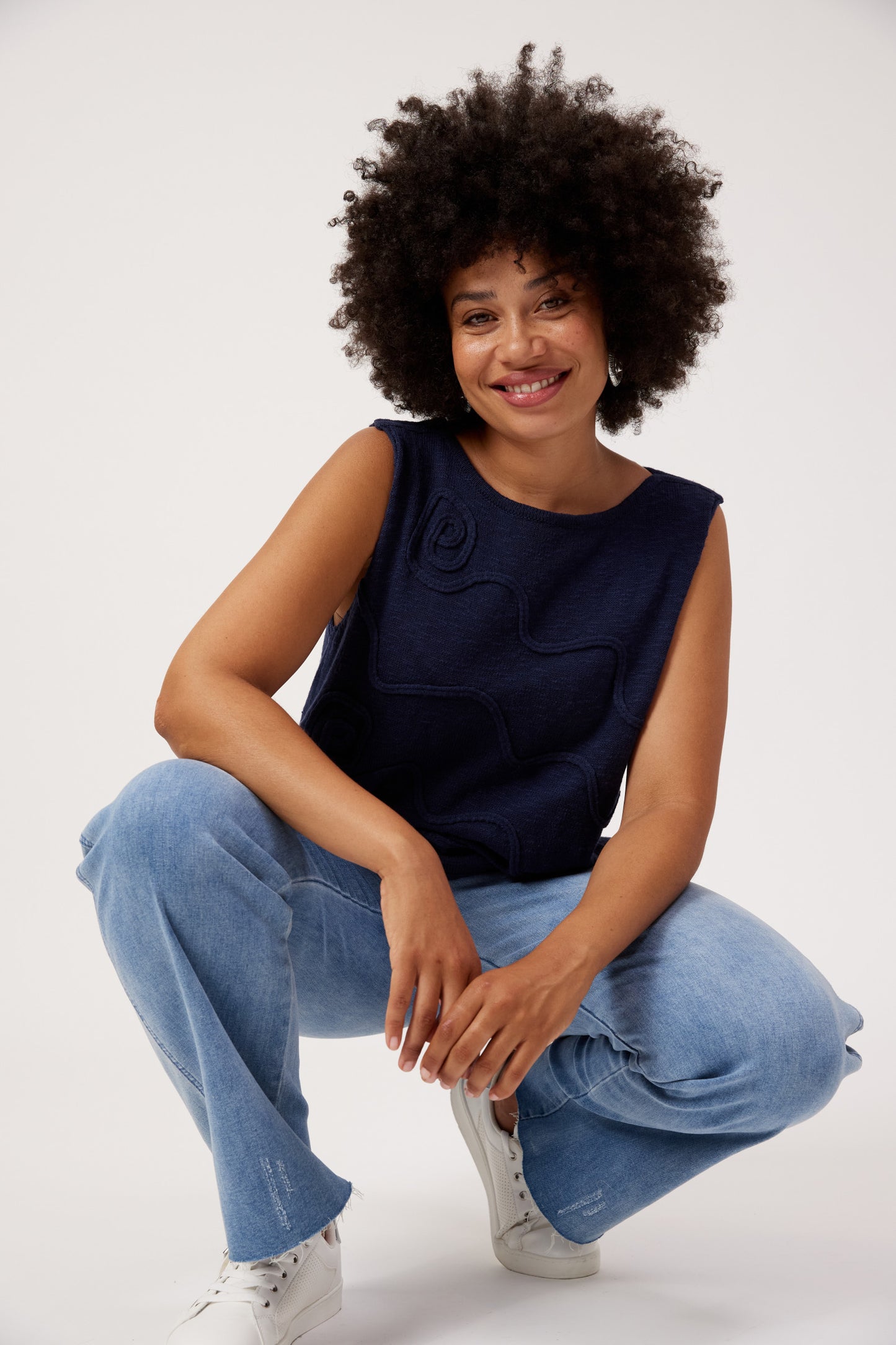 Olympus Applique Tank from The Haven Co - Navy