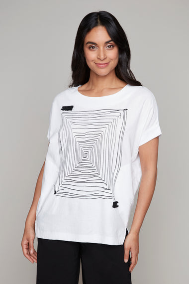 Carre Noir Abstract print T-shirt with split hems