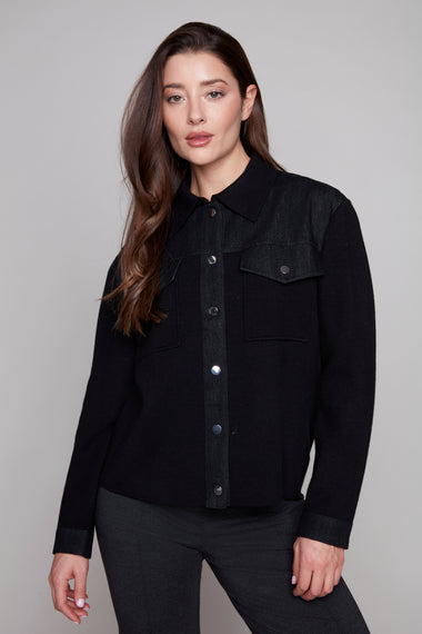 Carre Noir Woven Jacket-Black