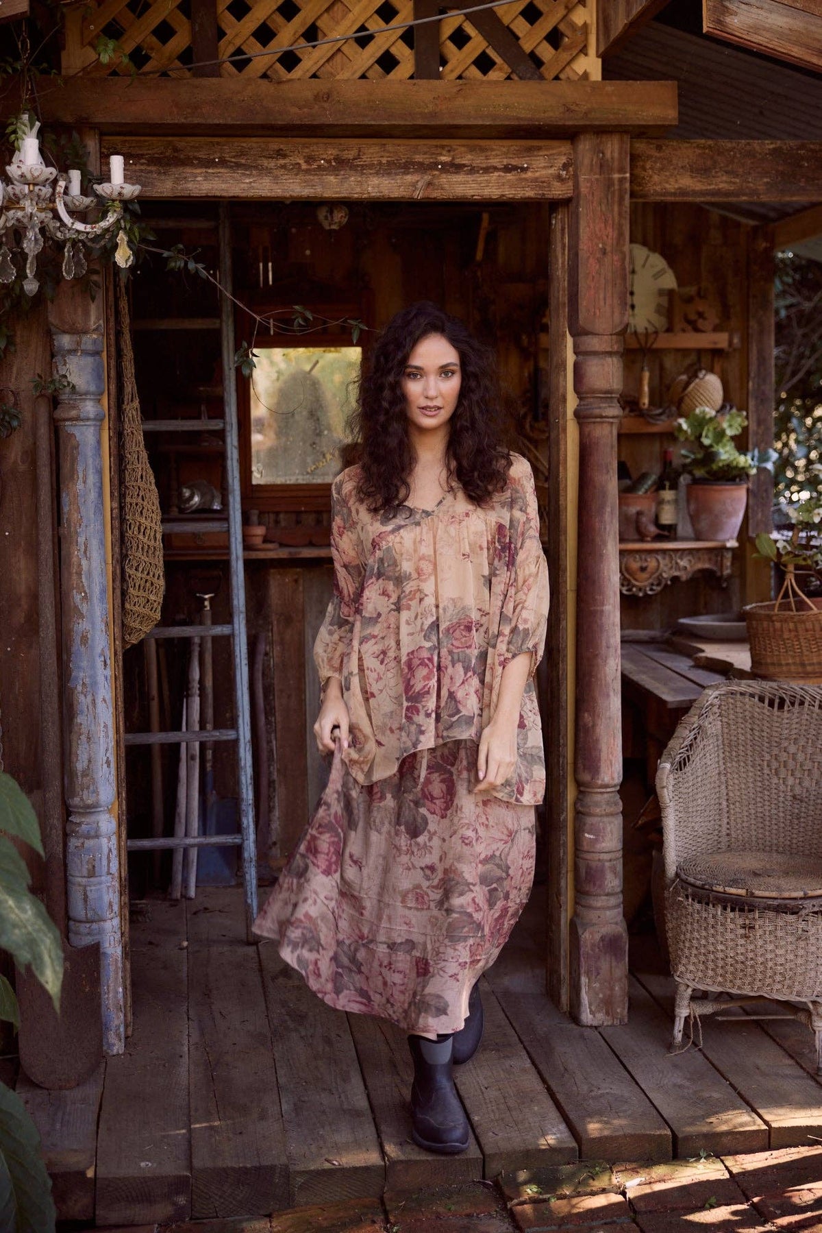 Ariel chiffon blouse - Antique Rose