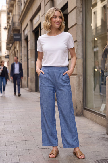 Givoni Linen Pant in Denim blue