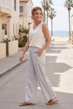 Givoni Cap Sleeve Linen Stripe Top