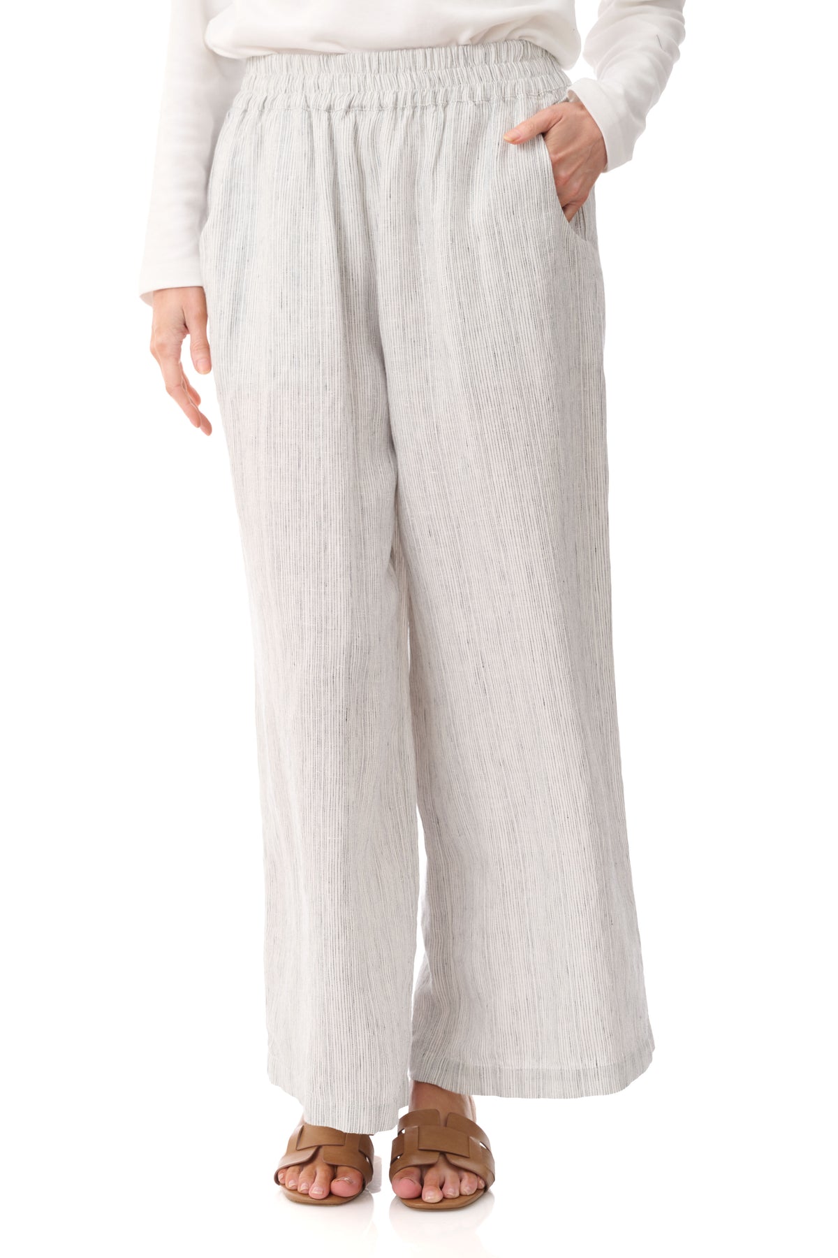 Givoni Linen Stripe Wide Leg Pant