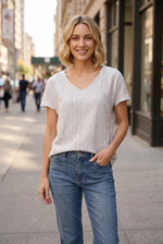 Givoni Cap Sleeve Linen Stripe Top
