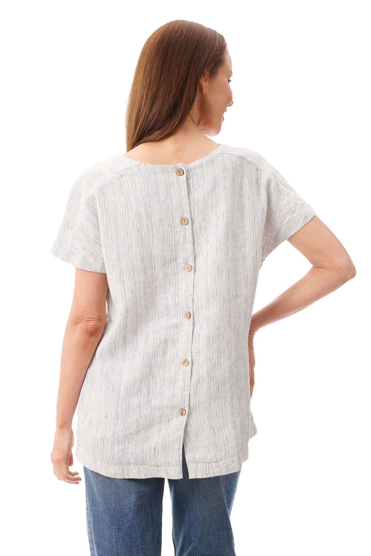 Givoni Cap Sleeve Linen Stripe Top