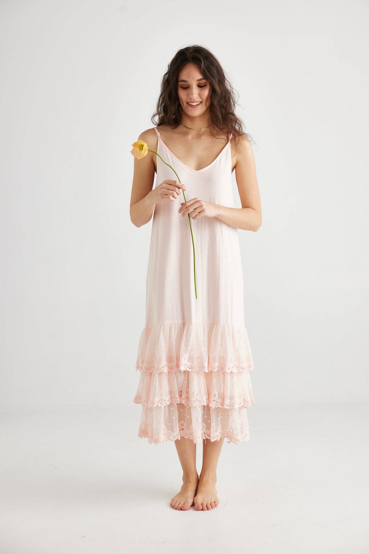 Evangeline Slip Dress in Ballerina Pink