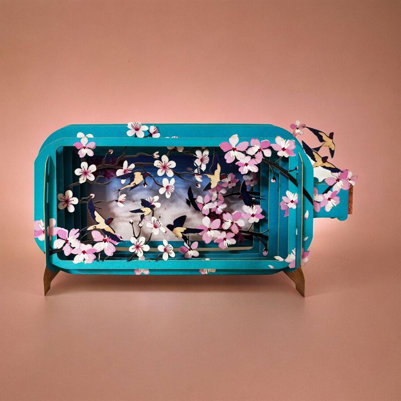 Alljoy Design - Cherry And Swallows - Message In A Bottle Card