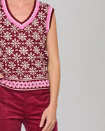 Boom Shankar Gigi Vest - Merlot Jacquard knit