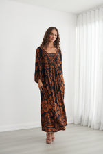 Caju Print Maxi Dress with Bishop Sleeves