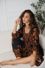 Caju Print Maxi Dress with Bishop Sleeves
