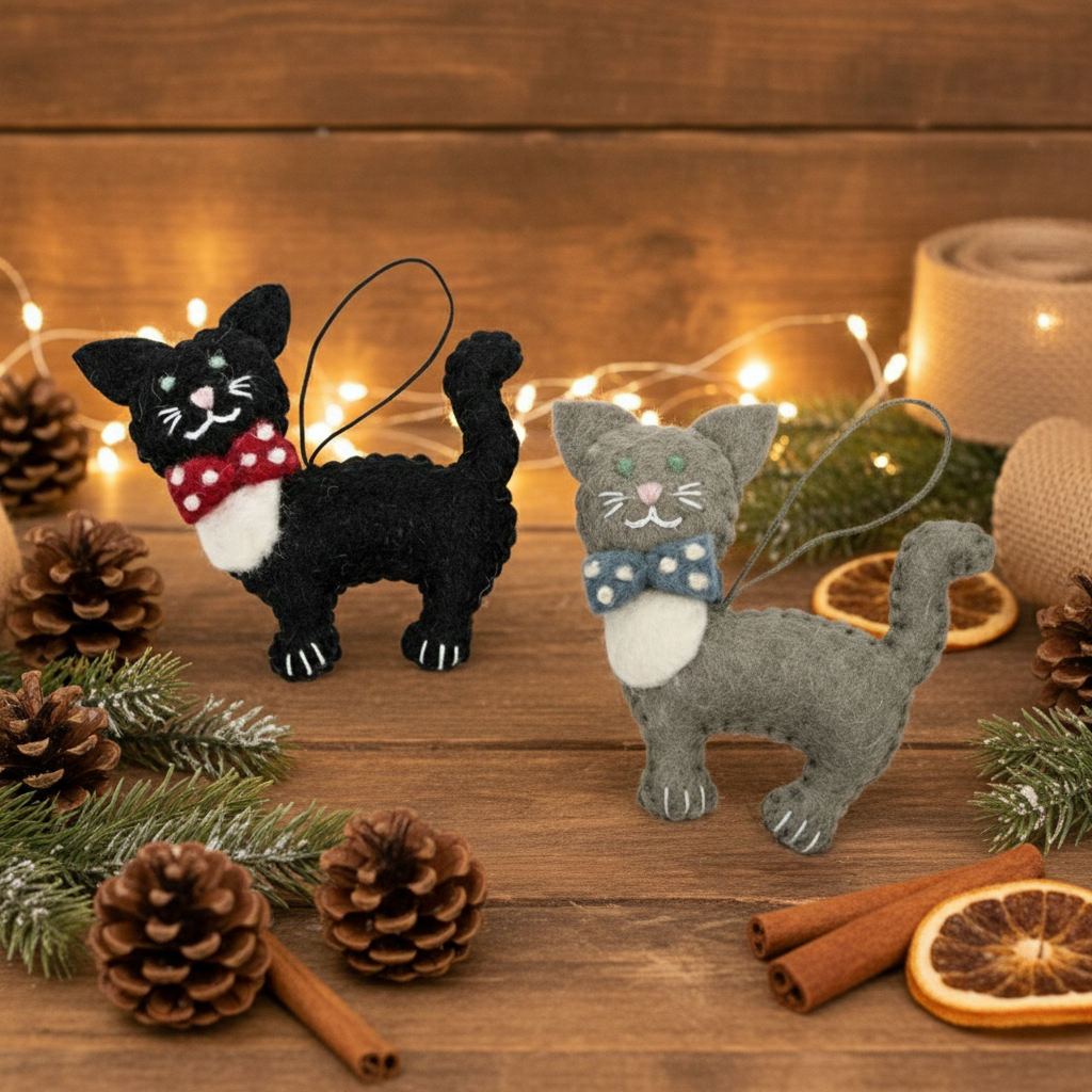 Pashom Christmas Cats with bows decoration
