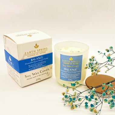 Earth Spring Balance Handcrafted Soy Candle with crystals