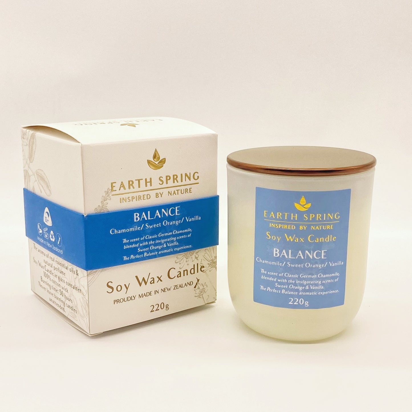 Earth Spring Balance Handcrafted Soy Candle with crystals