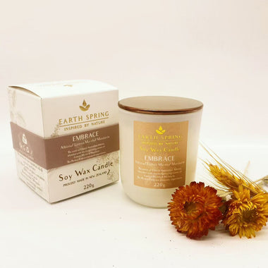 Earth Spring Embrace Handcrafted Soy Candle with crystals