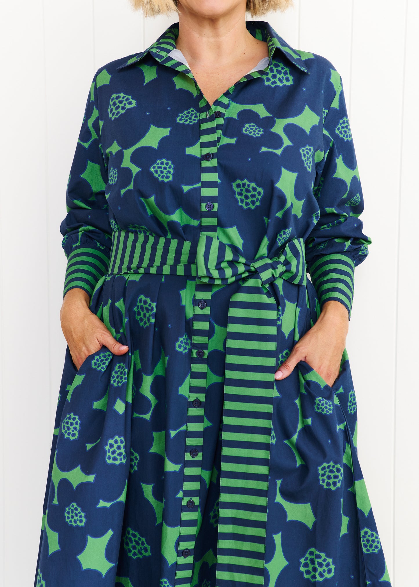 Liv & Milly Eden- Flower Dress Navy/ Green