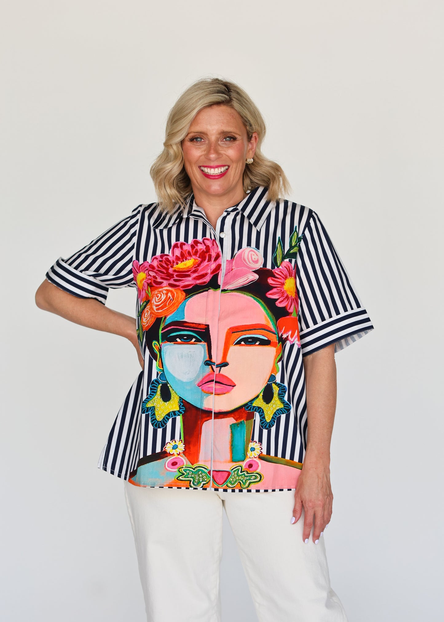 Liv & Milly Frida Navy Short Sleeve Shirt