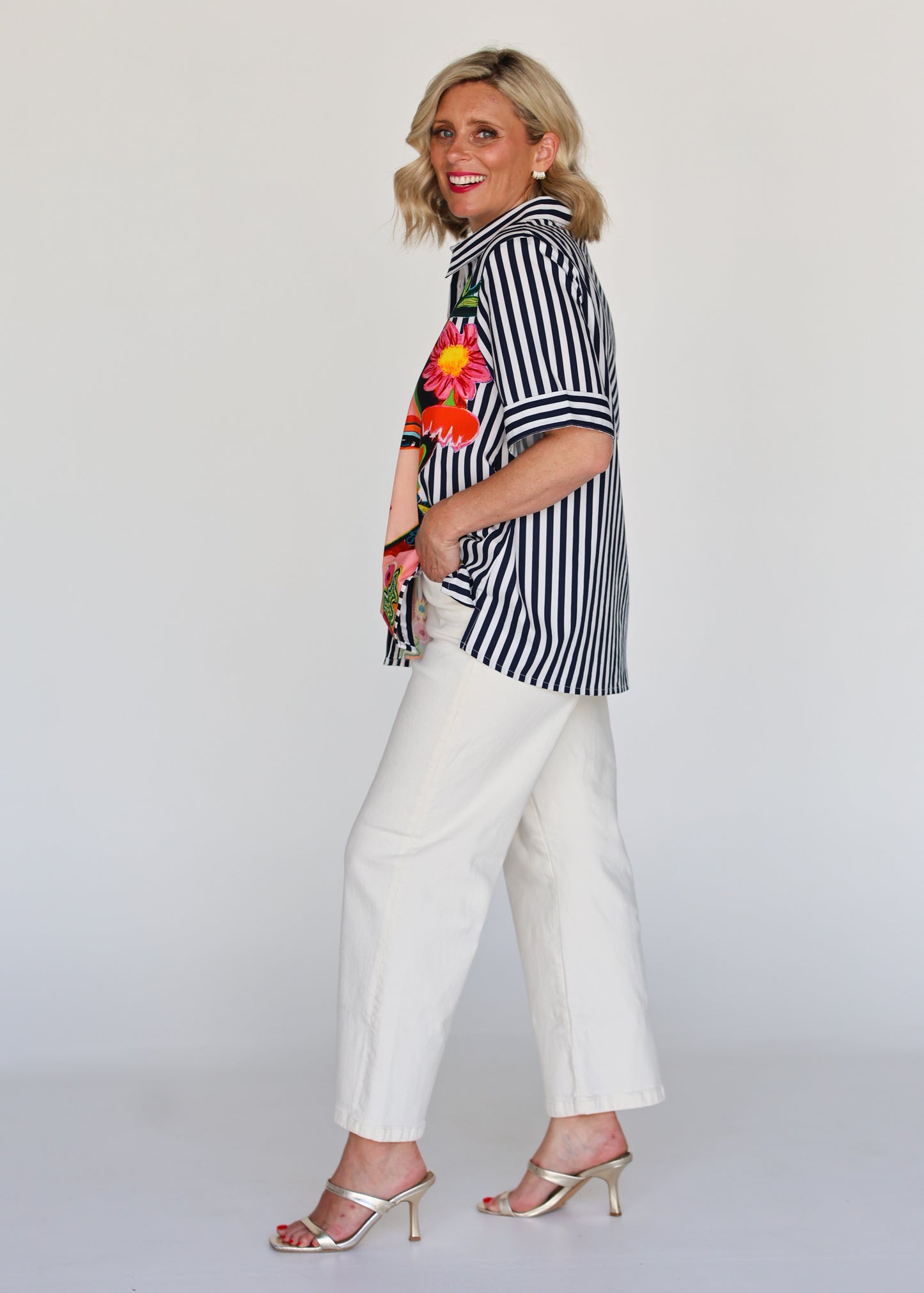 Liv & Milly Frida Navy Short Sleeve Shirt