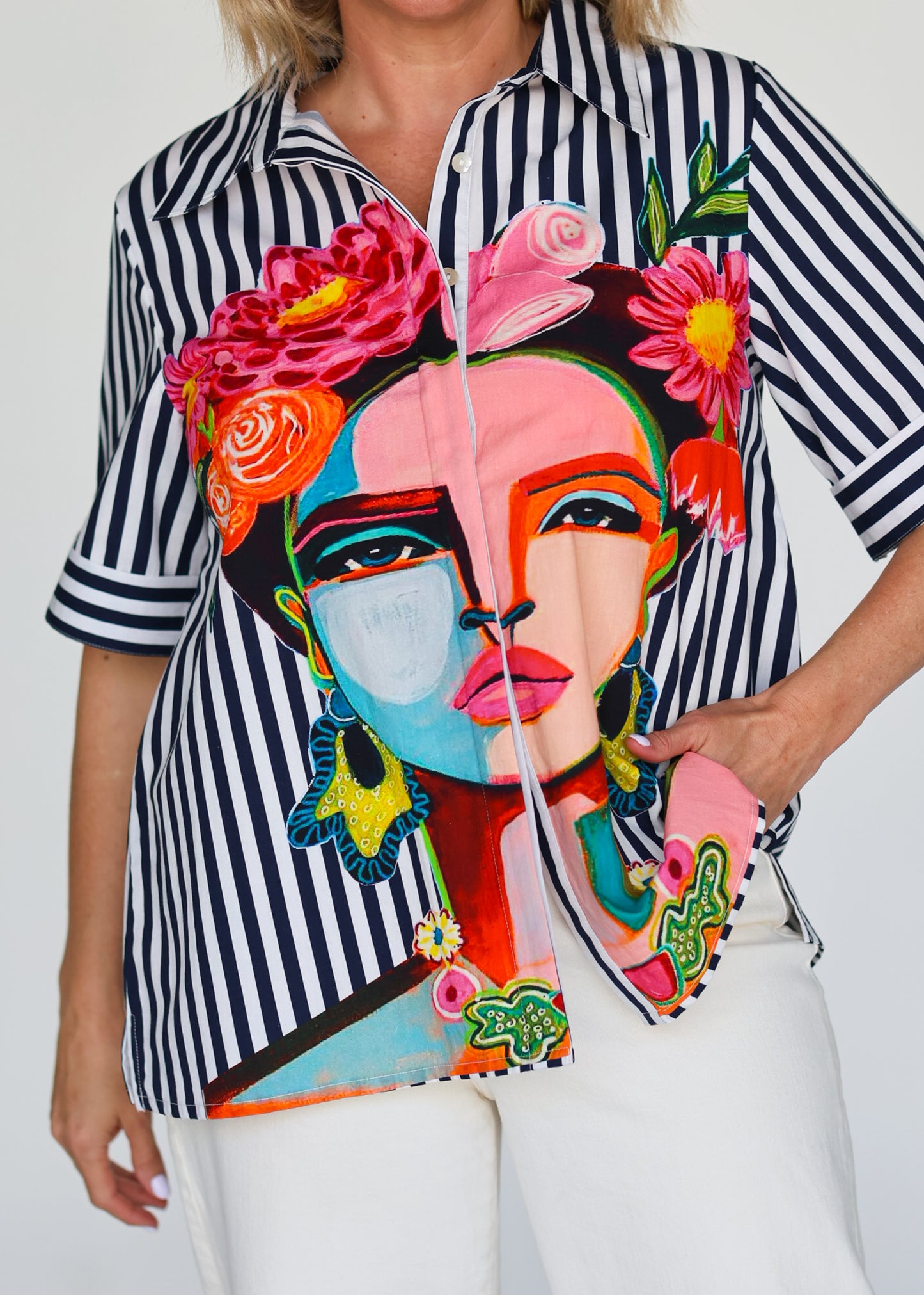 Liv & Milly Frida Navy Short Sleeve Shirt
