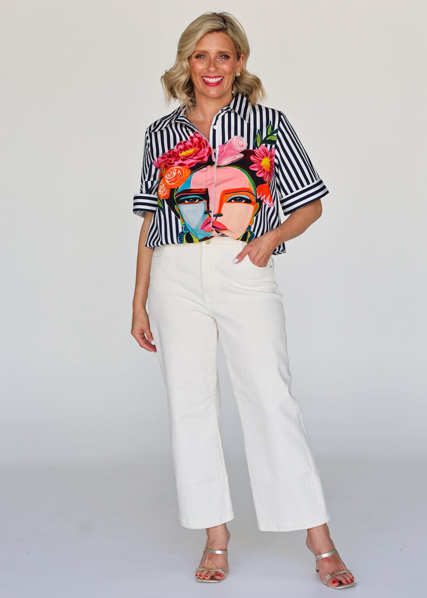 Liv & Milly Frida Navy Short Sleeve Shirt