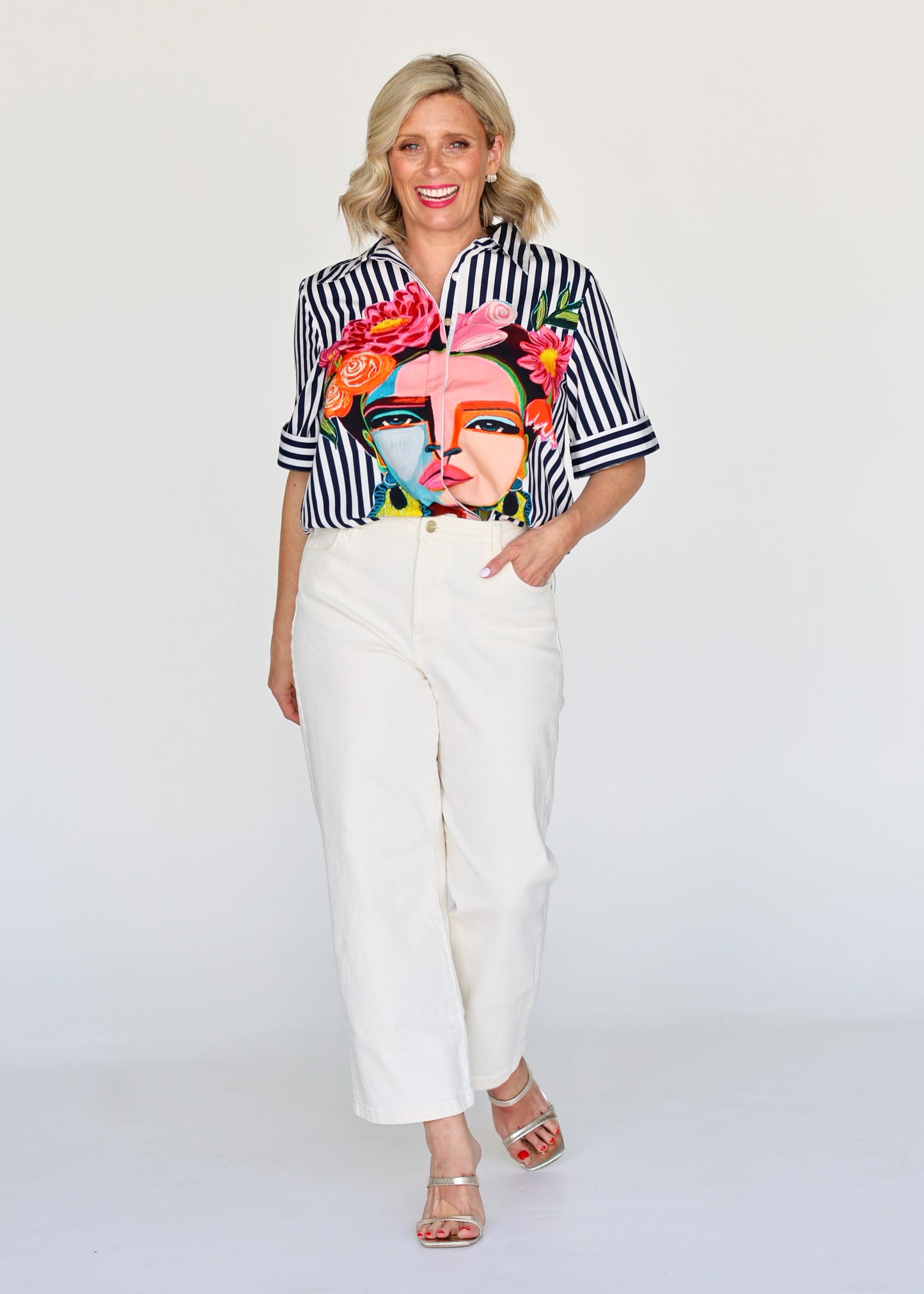 Liv & Milly Frida Navy Short Sleeve Shirt