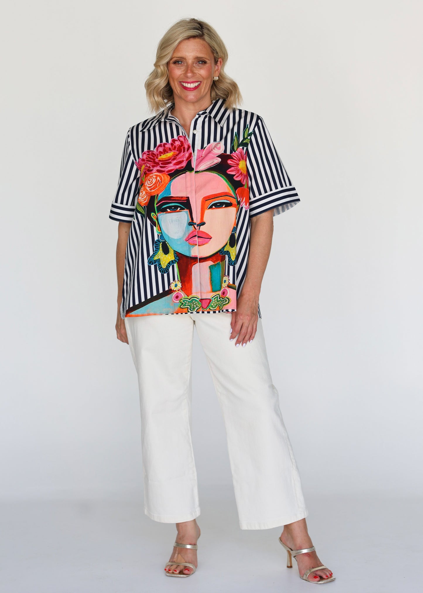 Liv & Milly Frida Navy Short Sleeve Shirt