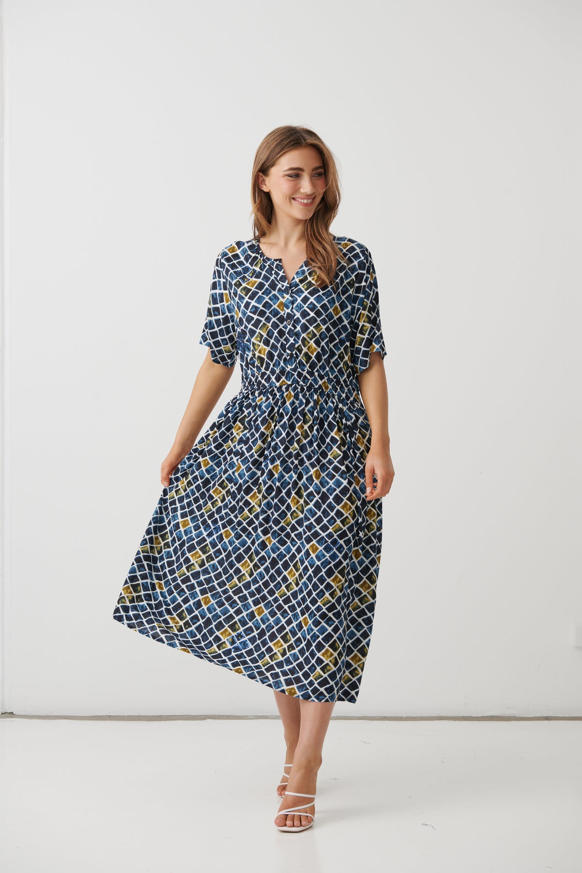 Holmes & Fallon Printed Dress with Sequin Detail