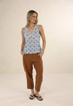 Vintage Tales Top from Humidity Lifestyle - Blue/Cream
