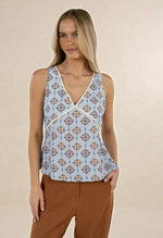 Vintage Tales Top from Humidity Lifestyle - Blue/Cream